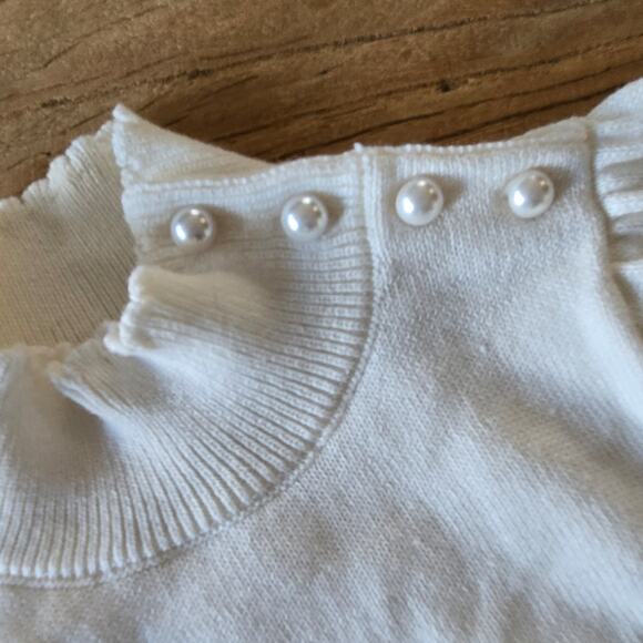 Janie and Jack Frozen Elsa Cream Mock Neck Peal Button Sweater sz 3 - Picture 2 of 5